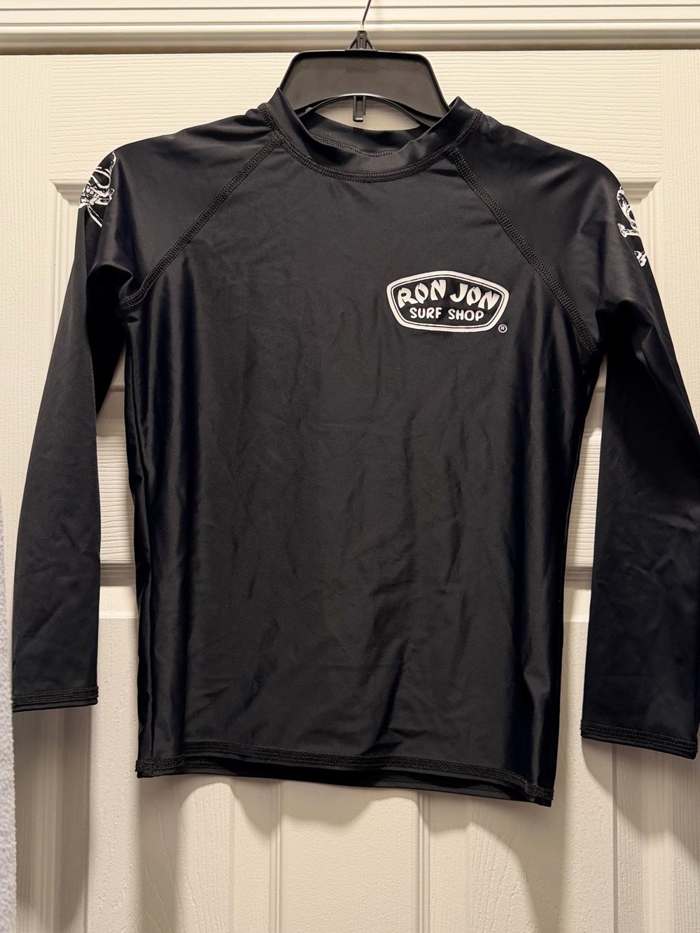 Ron Jon Black Long-Sleeve Rash Guard with White Logo